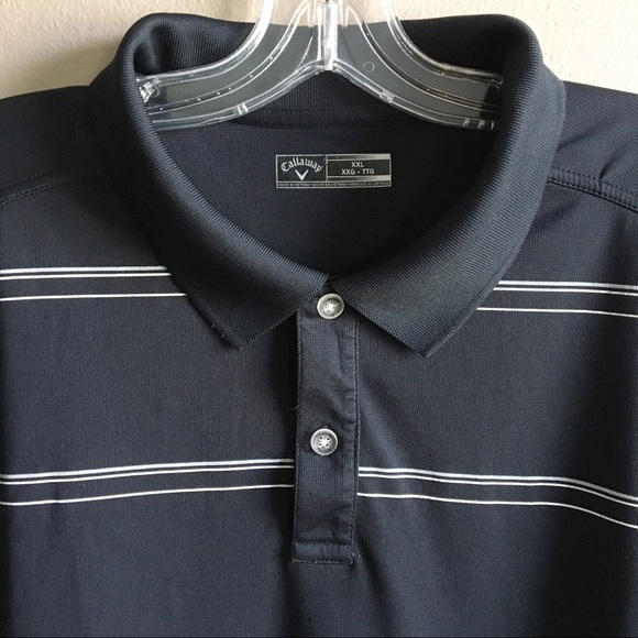 {Callaway} Striped Golf Polo Shirt Black XXL - Picture 2 of 7